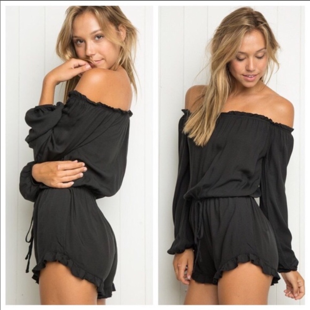 Brandy Melville Off the Shoulder Black Romper